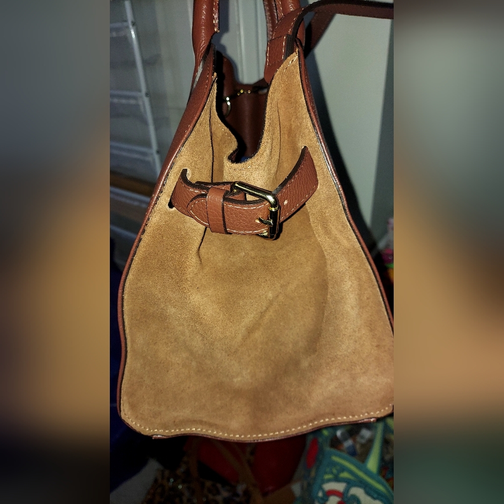 🏷Anna PAOLA Italian Leather And Suede Elegant Handbag NWOT - Picture 8 of 10